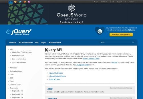 jQuery API Documentation